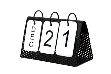 21st of December - date on the metal calendar