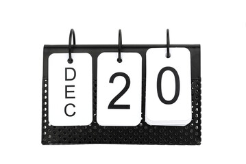 20th of December - date on the metal calendar