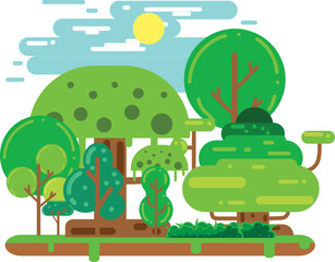 Rain forest with flat design illustration