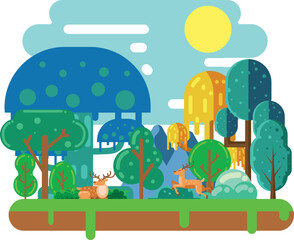 Rain forest with flat design illustration