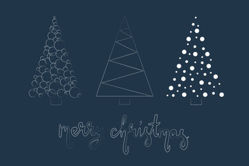 Cute post card with Christmas trees. Vector illustration for cards, posters, flyers, webs and other use.