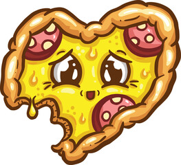 Cute Cartoon Pizza Slice Character With Cheesy Toppings in Vector Illustration