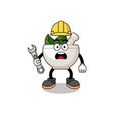 Fototapeta premium Character Illustration of herbal bowl with 404 error