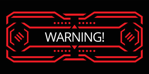 Hud danger alert. Attention vector red interface sign, warning or caution UI. Tech or digital cyber frame. System failure or danger zone