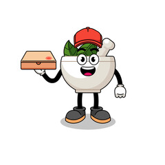 Fototapeta premium herbal bowl illustration as a pizza deliveryman