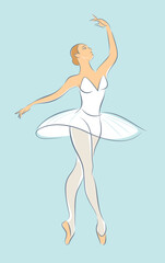 Ballerina doing exersice. Art sketch of female body. Woman dancing classic ballet