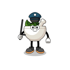 Cartoon Illustration of herbal bowl police