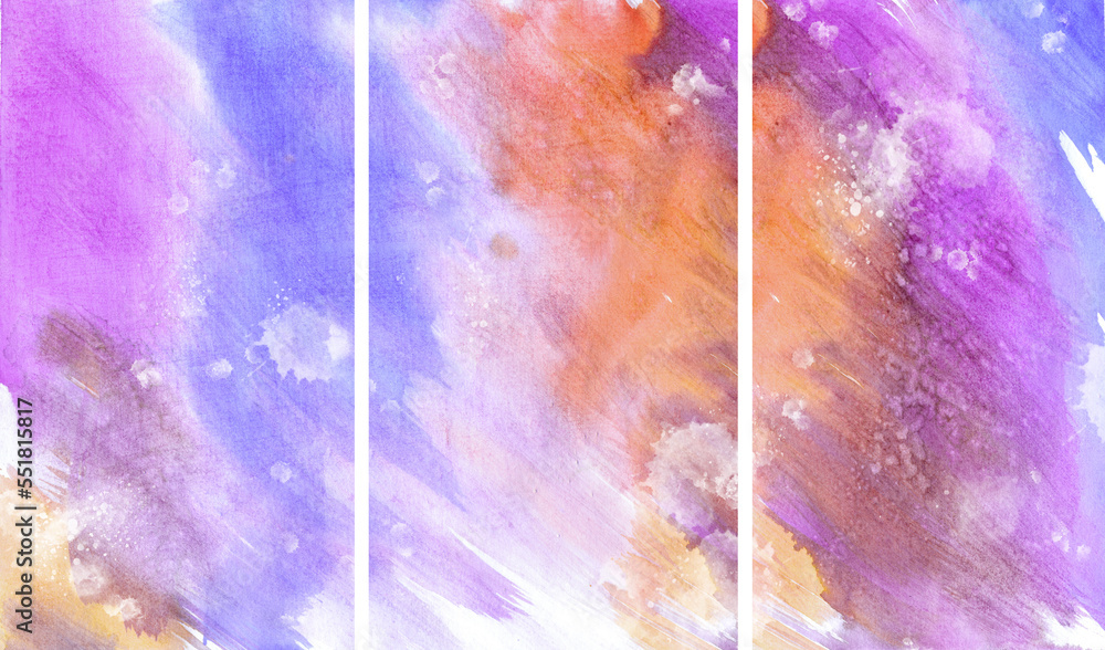 Aufkleber set of abstract watercolor dynamic vertical backgrounds complementing each other. watercolor multi-c