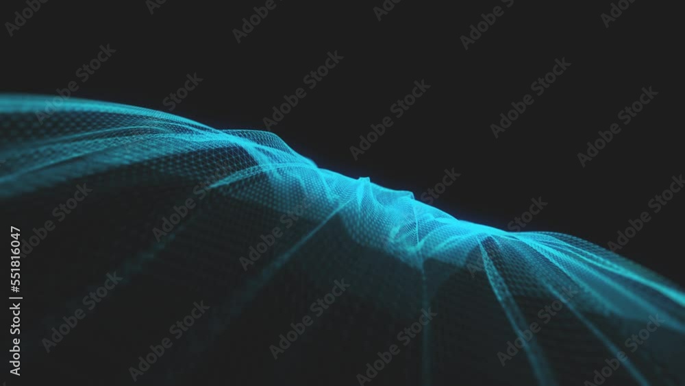 Poster abstract network mesh waving fx background/ 4k animation of an abstract fractal background with mesh