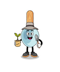 Illustration of cooking spoon cartoon holding a plant seed