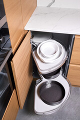 Kitchen access mechanism Magic corner for Blind Corner Cabinets. Solution for a kitchen corner...