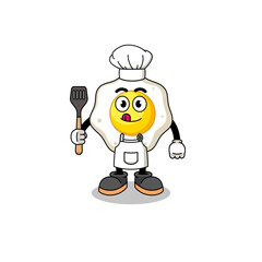 Mascot Illustration of fried egg chef