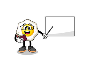 Mascot cartoon of fried egg teacher