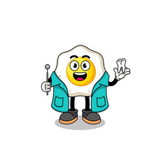 Illustration of fried egg mascot as a dentist