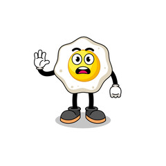 fried egg cartoon illustration doing stop hand