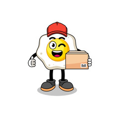 fried egg mascot cartoon as an courier