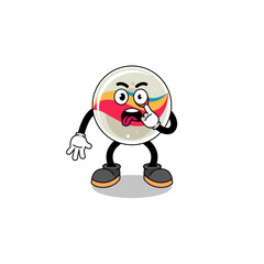 Character Illustration of marble toy with tongue sticking out