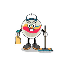 Character mascot of marble toy as a cleaning services
