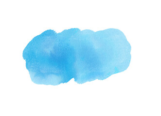 Blue watercolor stain on a transparent background. Colorful watercolor texture. PNG