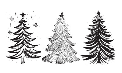 Christmas tree set, Hand drawn illustrations.	
