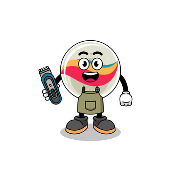 recommend clip art: Cartoon Illustration of marble toy as a barber man