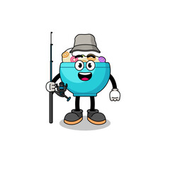 Mascot Illustration of cereal bowl fisherman