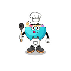 Mascot Illustration of cereal bowl chef