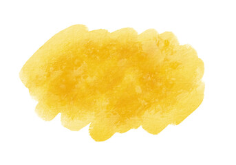 Yellow watercolor stain on a transparent background. Golden watercolor texture. PNG