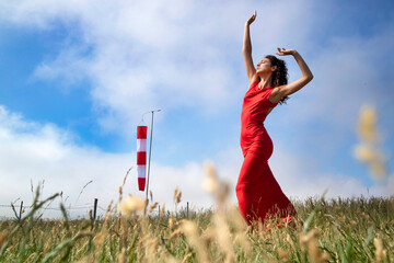Female version of the windsock near the airport