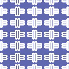 Obraz premium Vector seamless texture with white geometric pattern of letters on a blue isolated background. Vector texture with white lettering ornament. White letters, v,p,r,n,t,l,d, on a blue isolated background