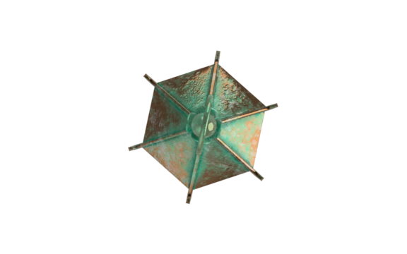 antique japanese lamp worn on white background