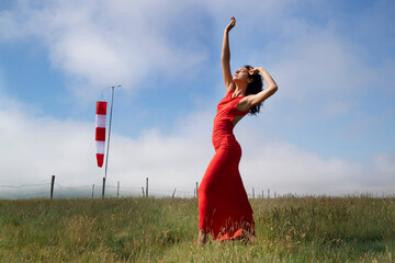 Female version of the windsock near the airport