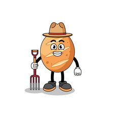 Cartoon mascot of french bread farmer