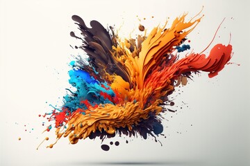 Naklejka premium exploded colored paint on bright background Royalty-free fictitious generative AI artwork that doesn't exist in real life.