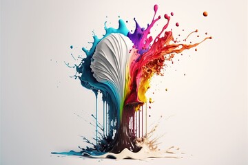Naklejka premium exploded colored paint on bright background Royalty-free fictitious generative AI artwork that doesn't exist in real life.