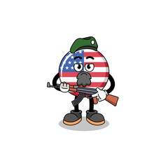 Character cartoon of united states flag as a special force