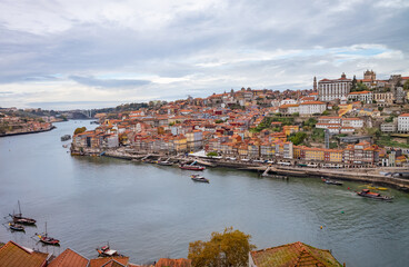 Fototapeta na wymiar Old town of Porto skyline on the Douro River. Portugal.