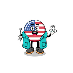 Fototapeta premium Illustration of united states flag mascot as a dentist