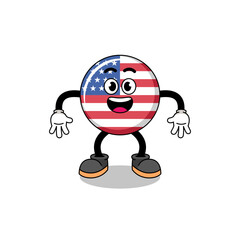 united states flag cartoon with surprised gesture