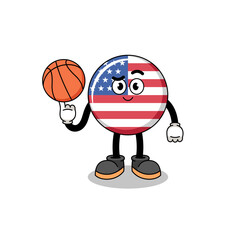 united states flag illustration as a basketball player