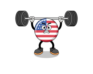 Obraz na płótnie Canvas united states flag mascot cartoon lifting a barbell