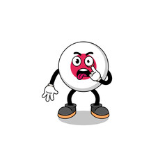 Character Illustration of japan flag with tongue sticking out