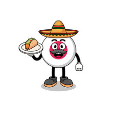 Character cartoon of japan flag as a mexican chef