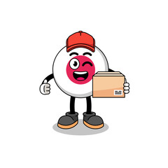 japan flag mascot cartoon as an courier