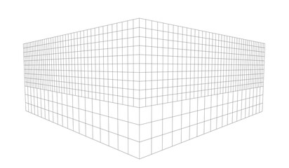 3d grid for architectural drawing. basic shape building exterior view