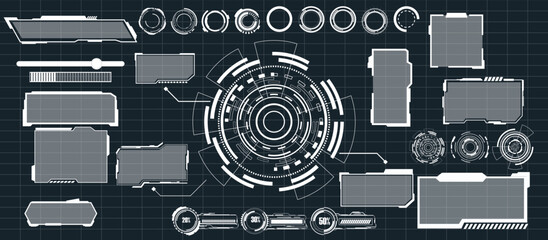 abstract technology futuristic concept hud interface hologram elements of digital data and circle	
