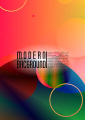 Vector Futuristic Background with Gradient Mesh Holographic Circles. Hipster Graphic Template Design with Lines, Dots, Round Shapes. Simple Style for your Business Poster.