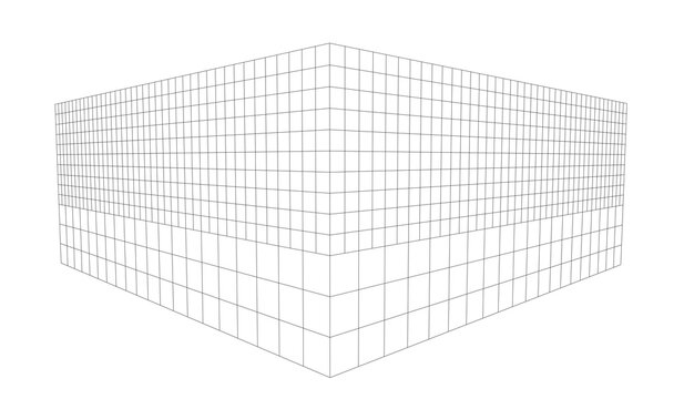 3d grid for architectural drawing. basic shape building exterior view