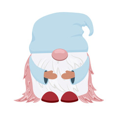 Dwarf angel, dwarf in a blue cap. Wings, cute character.