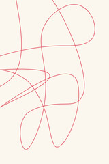 modern aesthetic background with red curvy lines and copy space